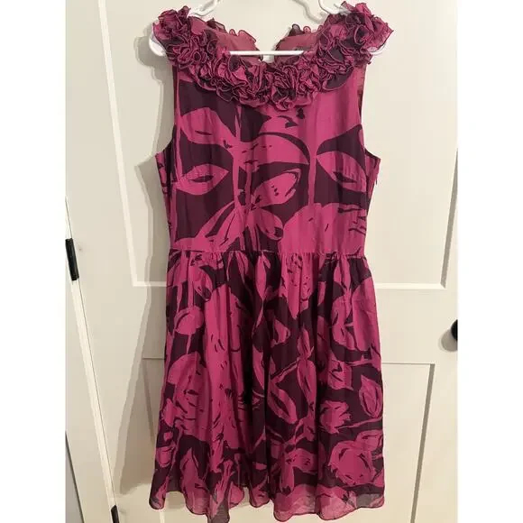 Gabby Skye Dress Sz 14 Pink Floral Ruffle Fit Flare Wedding Easter Office Boho - Picture 10 of 11